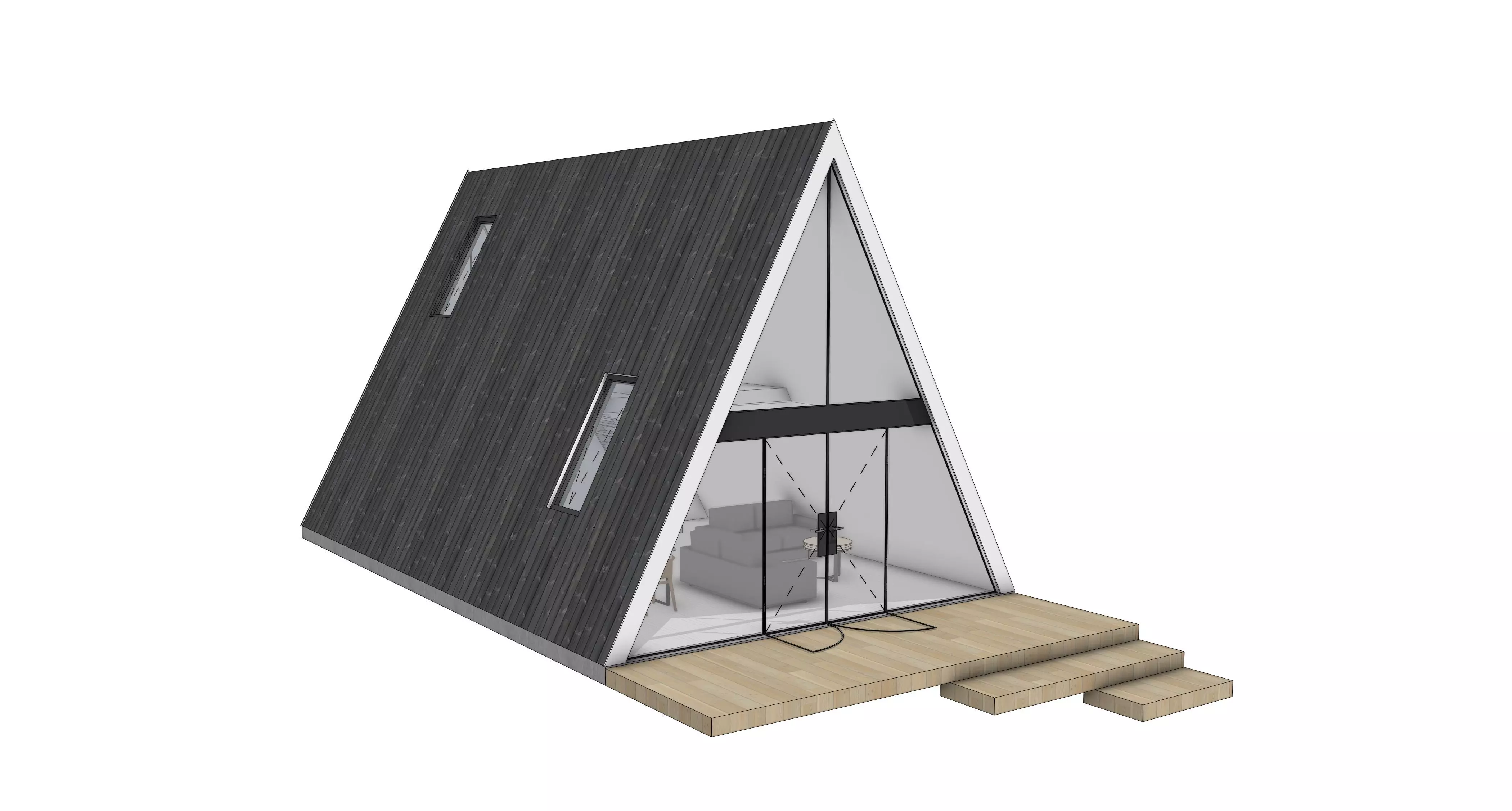 A-Frame Cabin House 3D Model Modern Architectural House Design 3D model
