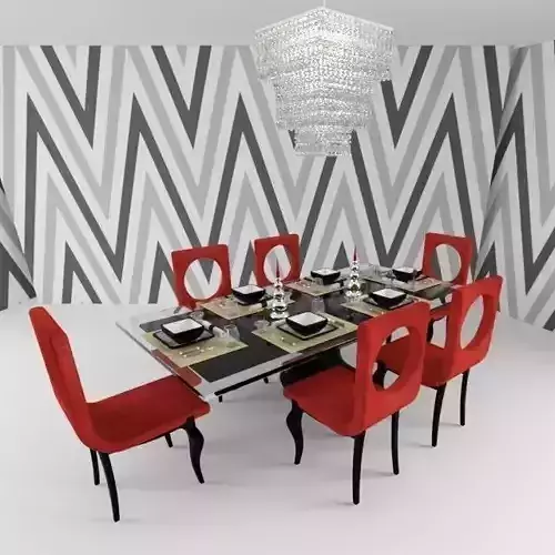 Modern Dining Table Set 3D model