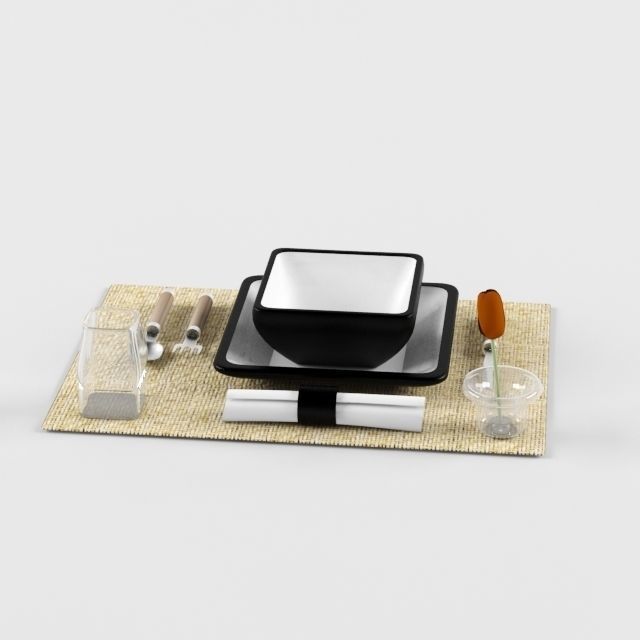 Modern Dining Table Set 3D model_8