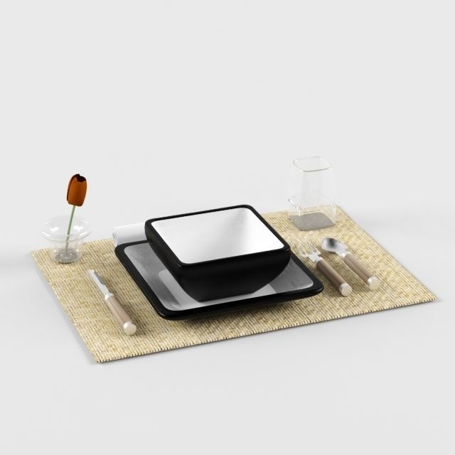 Modern Dining Table Set 3D model_9