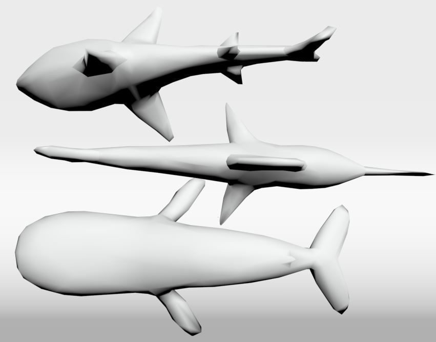 Fish set origami whales 3D model_18