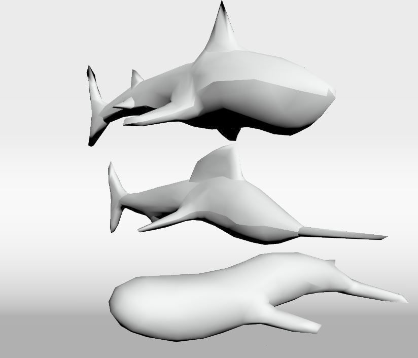 Fish set origami whales 3D model_19