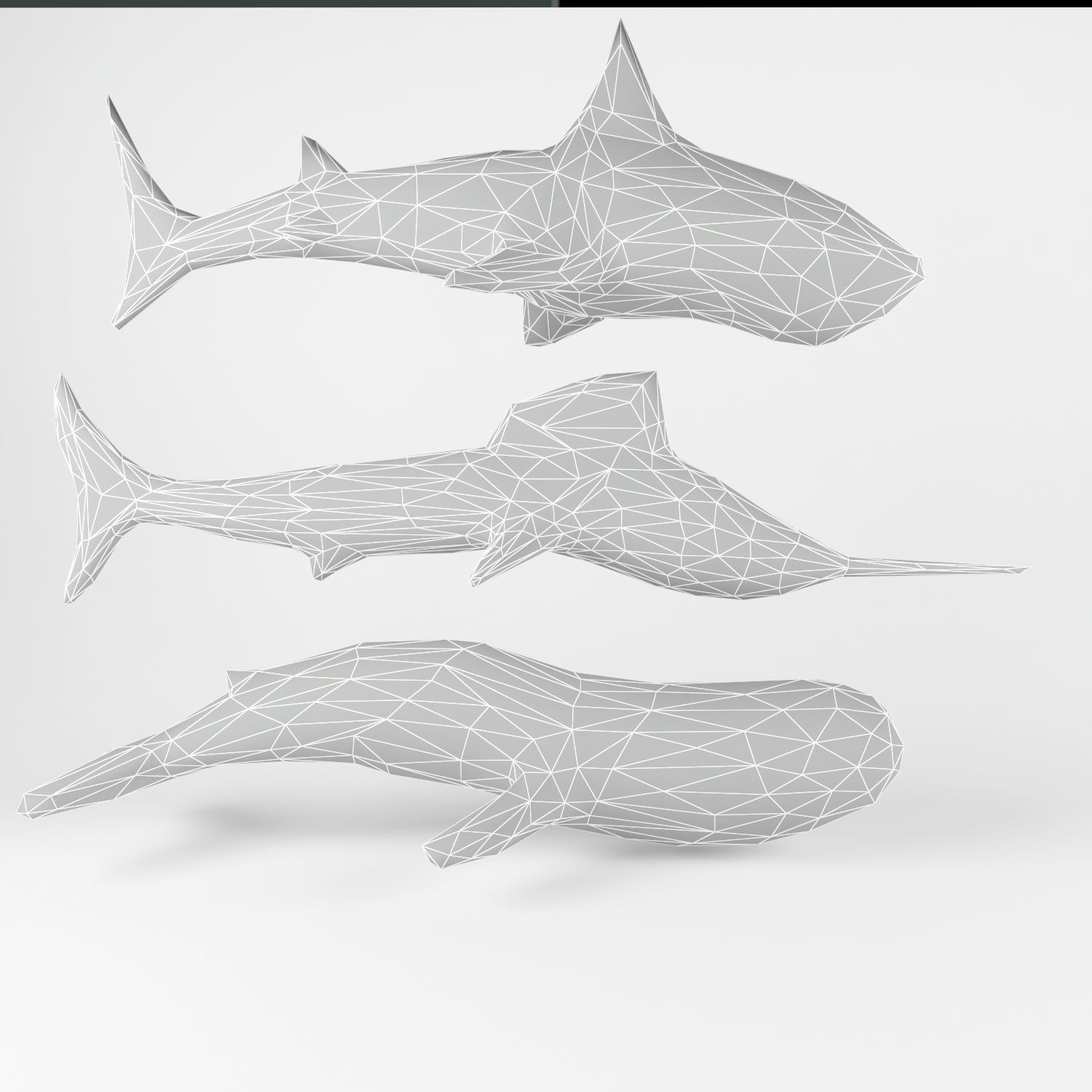 Fish set origami whales 3D model_15
