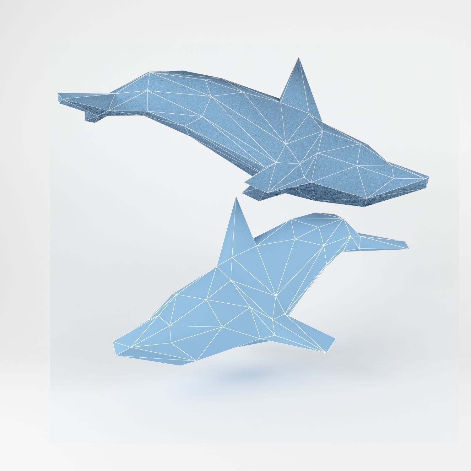 Fish set origami whales 3D model_10