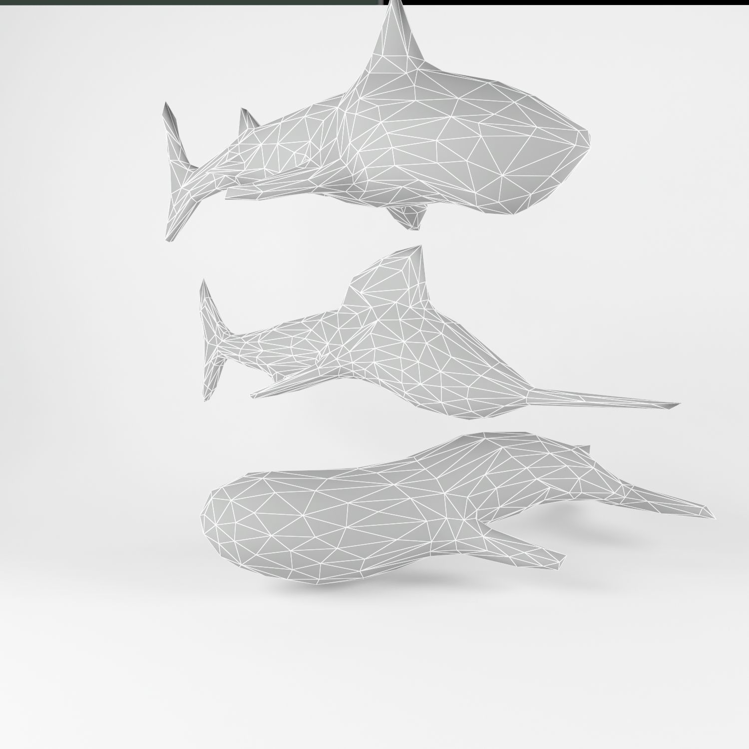 Fish set origami whales 3D model_16