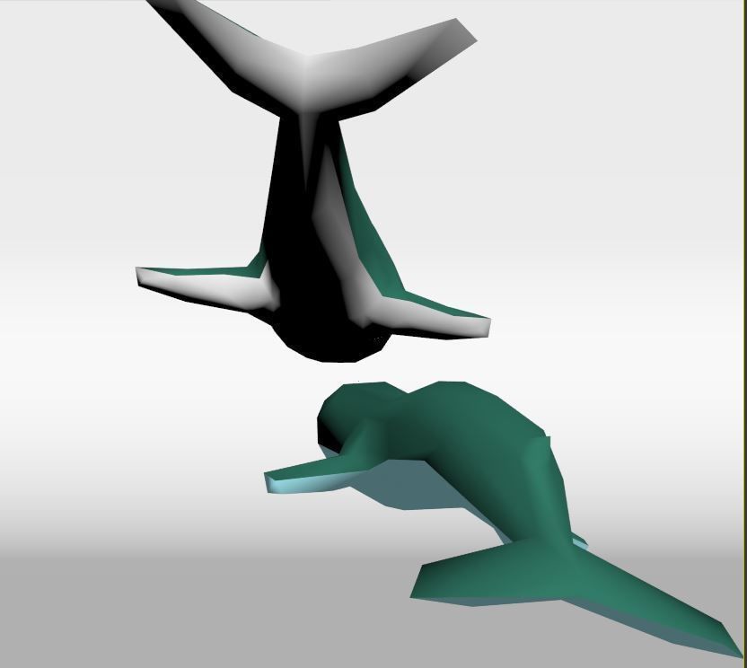 Fish set origami whales 3D model_22