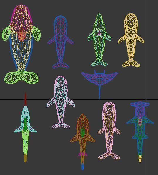 Fish set origami whales 3D model_5