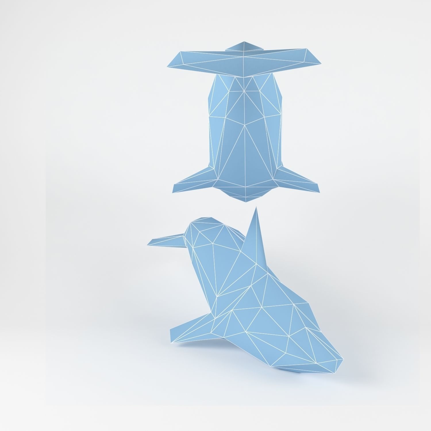Fish set origami whales 3D model_11