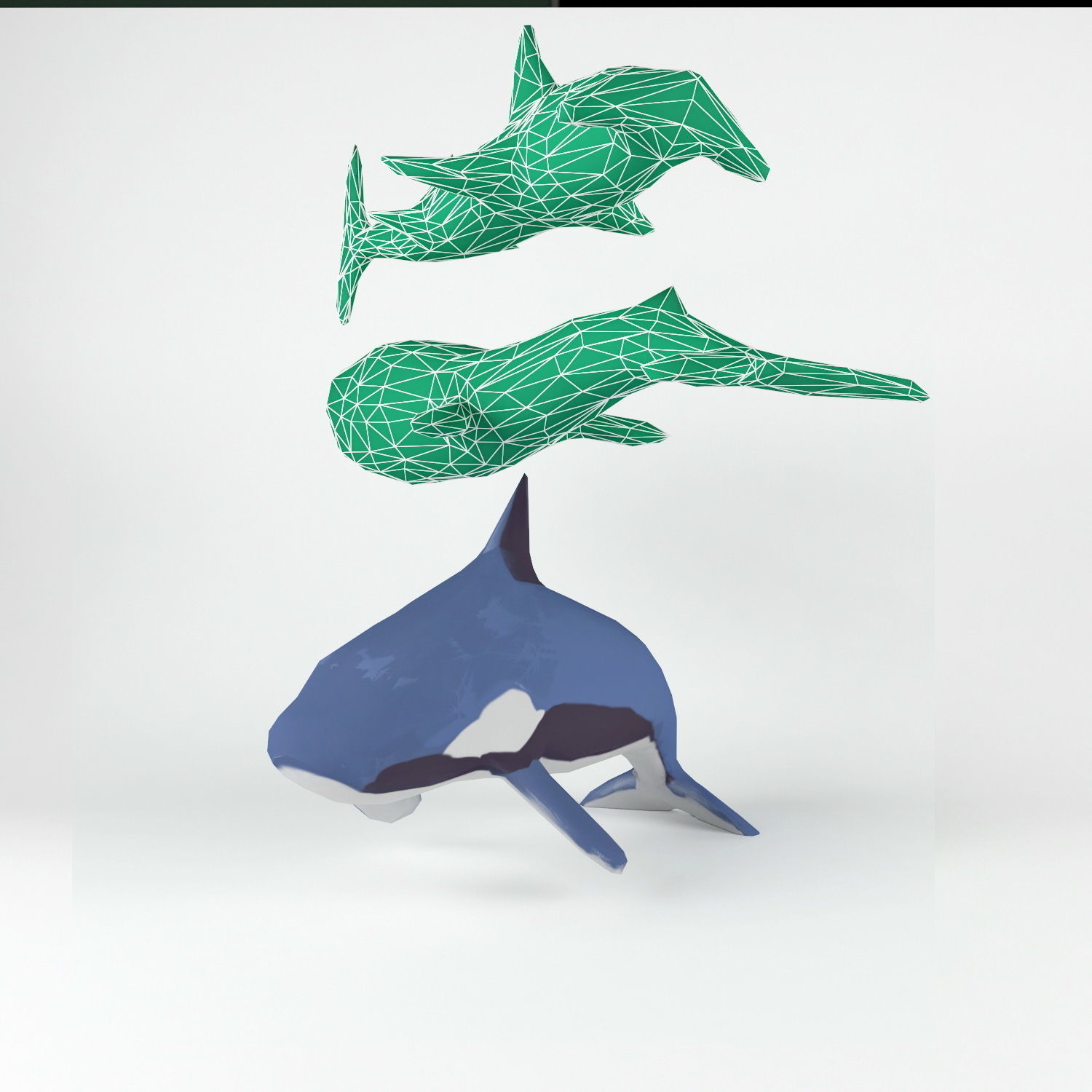 Fish set origami whales 3D model_14