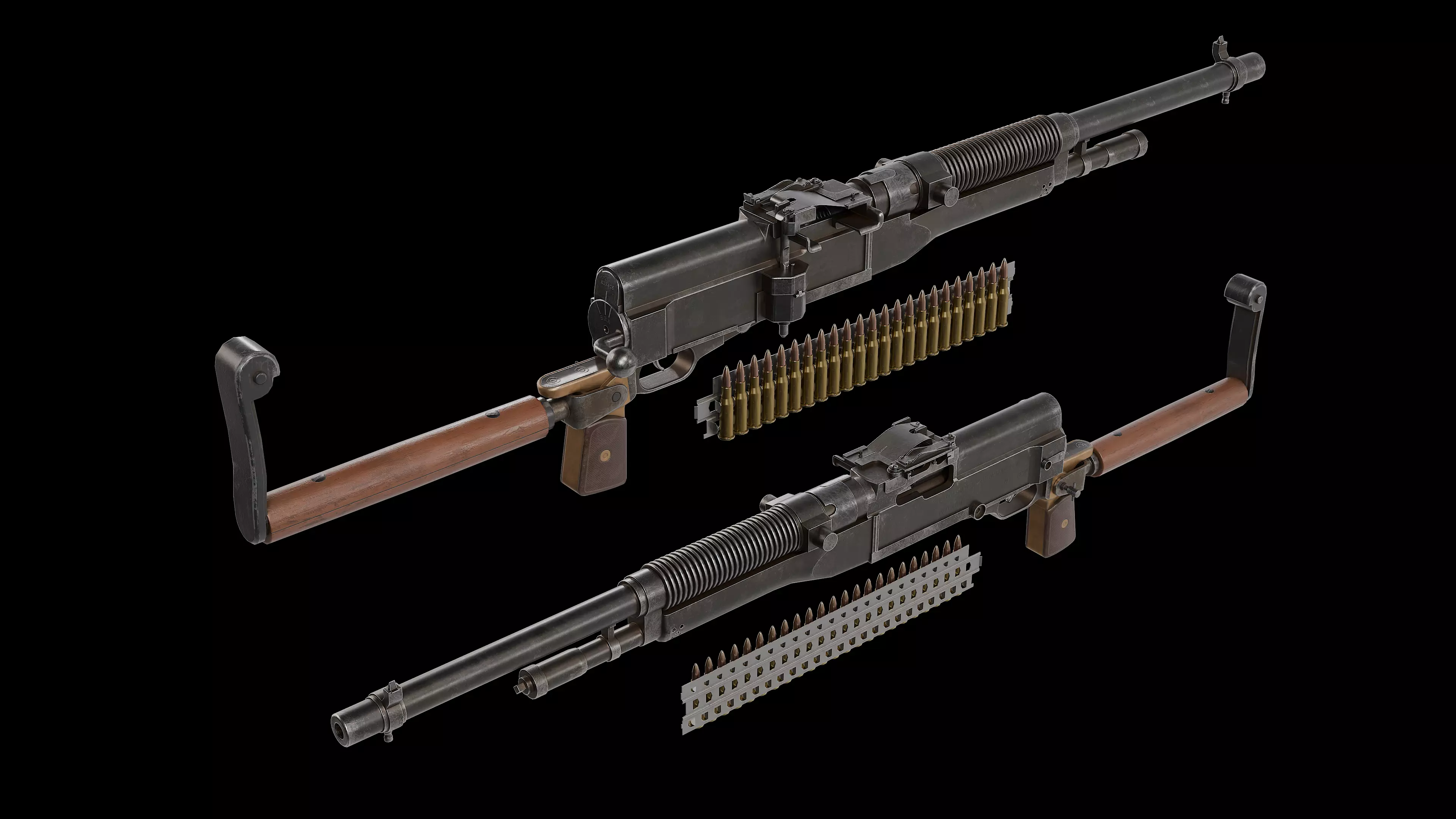 Hotchkiss M1909 portative machine gun Low-poly 3D model