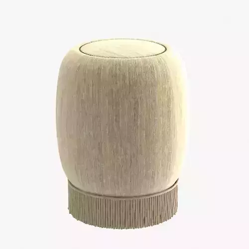 Custom made round ottoman with ropes at bottom