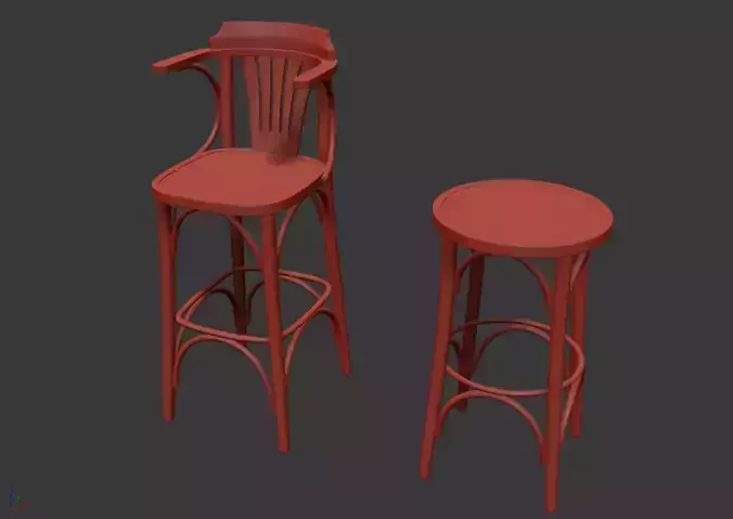 Bar Chair set 2 3D model 5