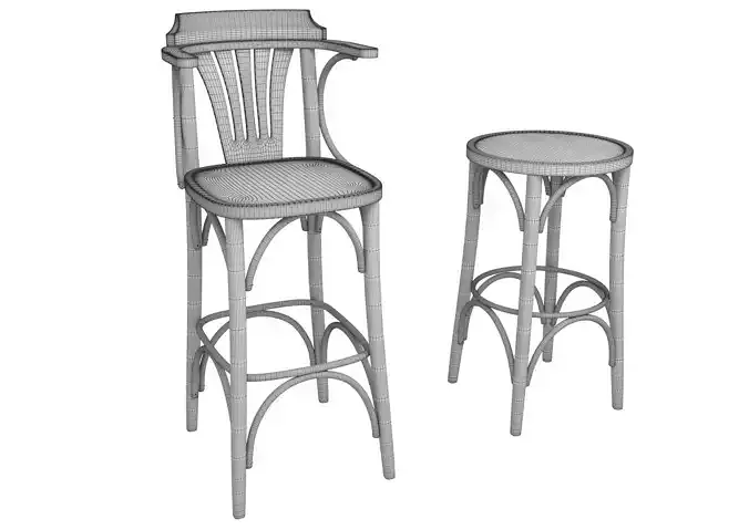 Bar Chair set 2 3D model 4