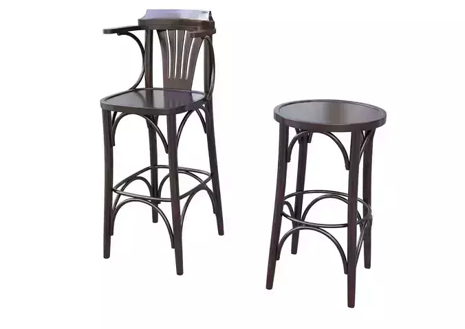 Bar Chair set 2 3D model 2