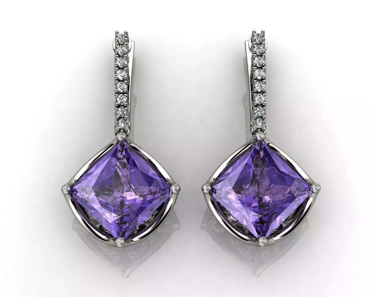 PRINCESS PURPLE GEM EARRINGS 3D print model