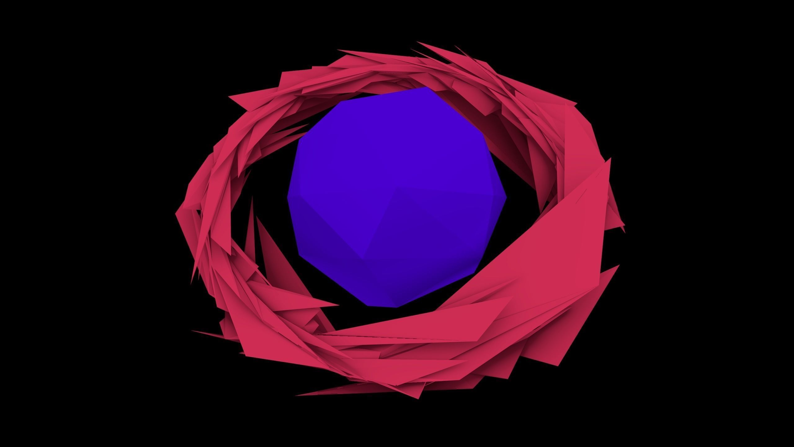 Sharpened Ring Edged planet Low-poly 3D model_5