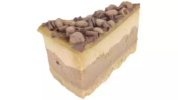 Chocolate Cheese Cake Slice - High and Low Poly versions Low-poly 3D model