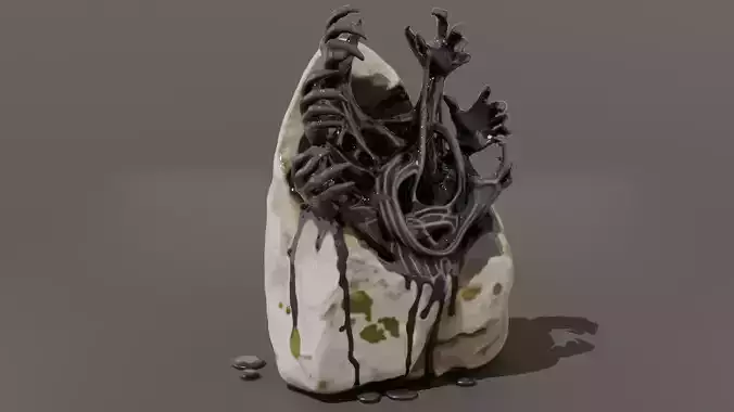 Hand Shaped Rock Formation Low Poly Dark Fantasy