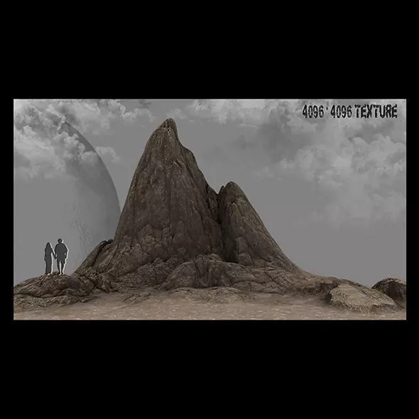 Rock mountain with two people Low-poly 3D model