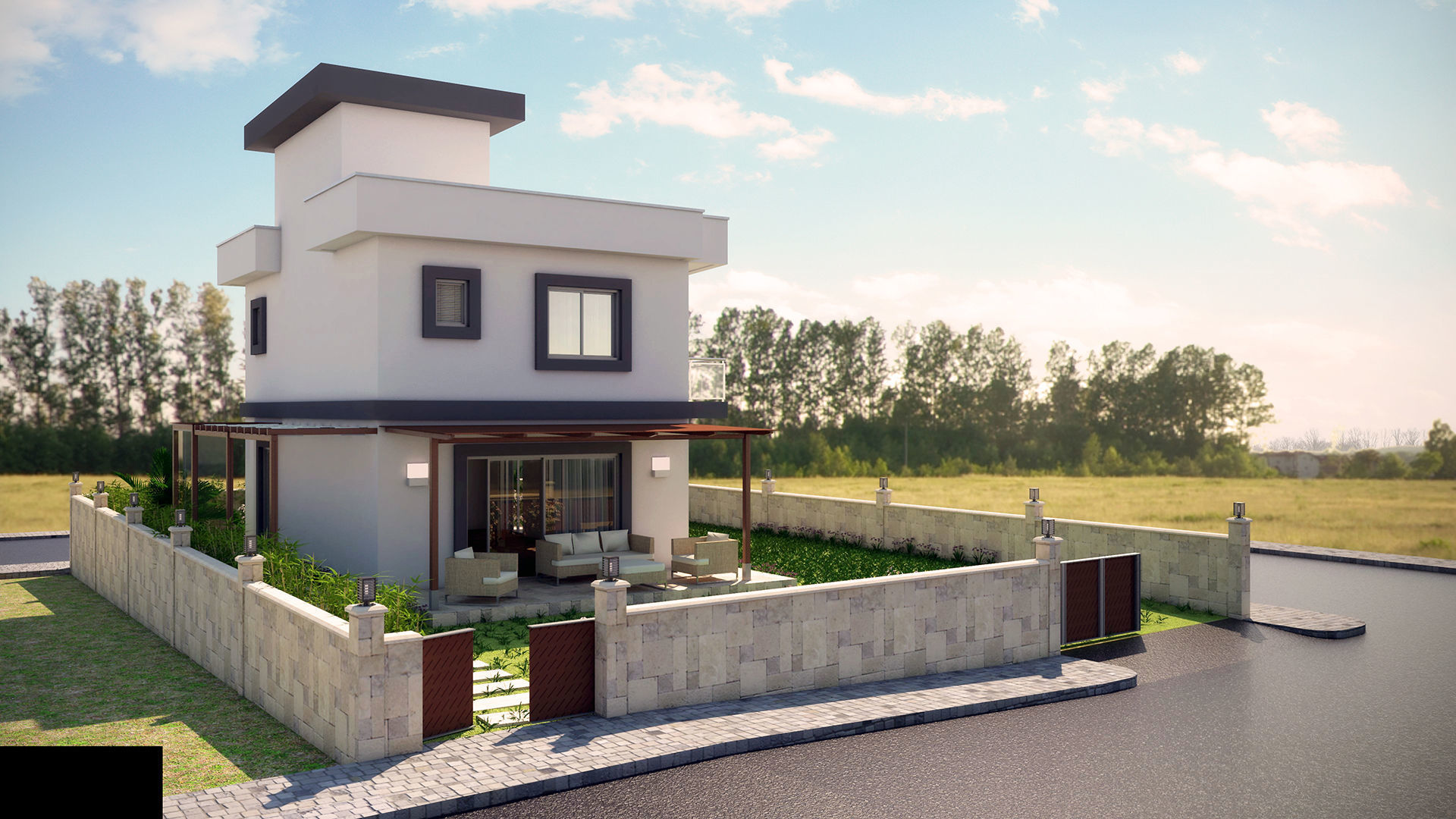 2 Story House Low-poly 3D model_1