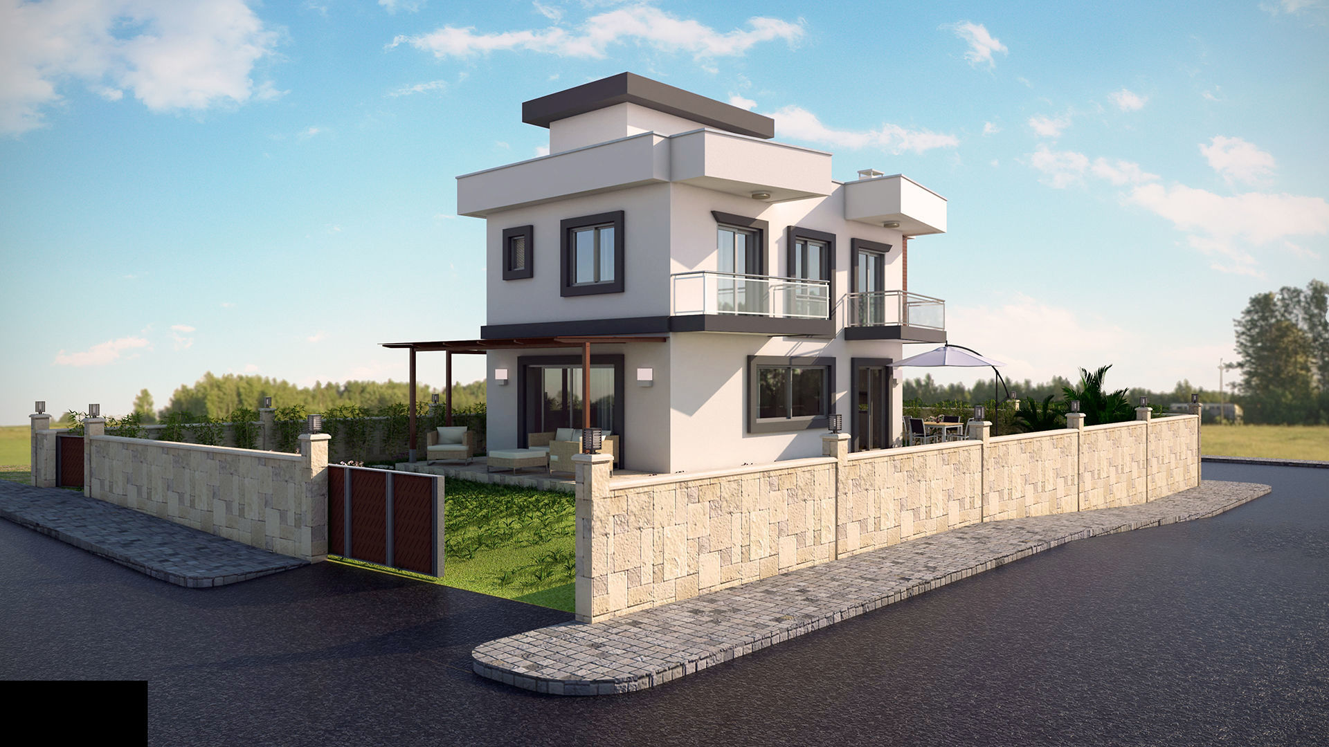 2 Story House Low-poly 3D model_2