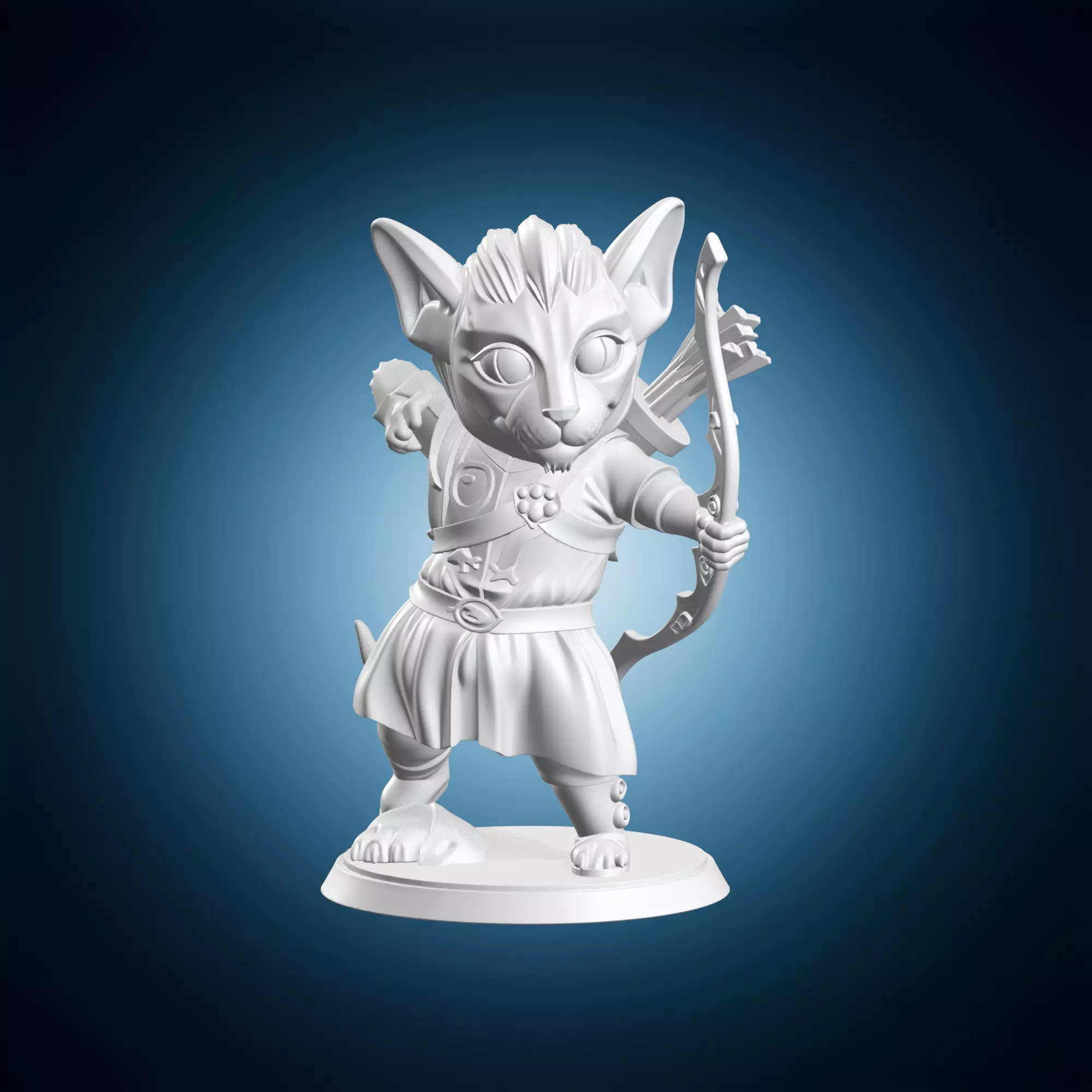 Tabaxi Archer with Bow and Arrows 3D print model