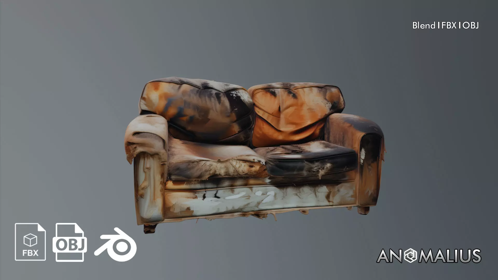 abandoned sofa Free 3D model