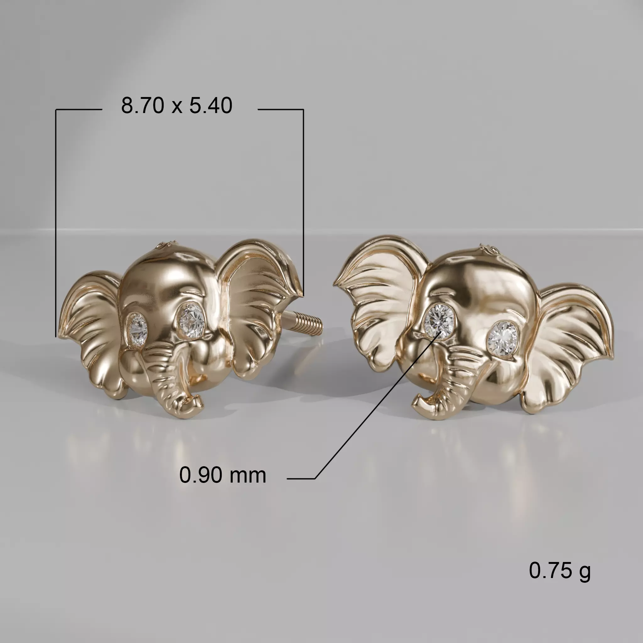 ELEPHANT EARRINGS 3D print model