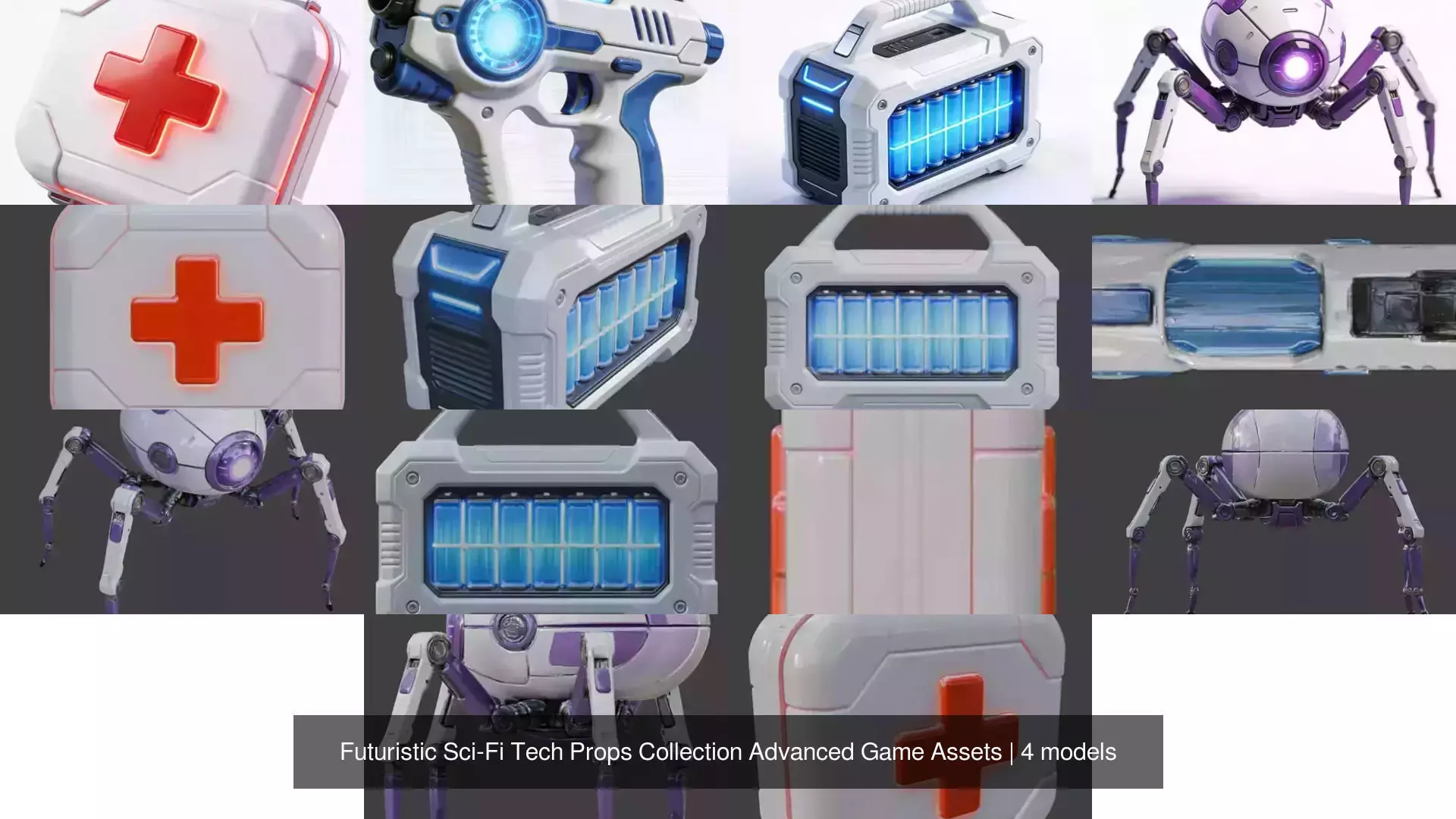 Futuristic Sci-Fi Tech Props Collection Advanced Game Assets 3D Model Pack