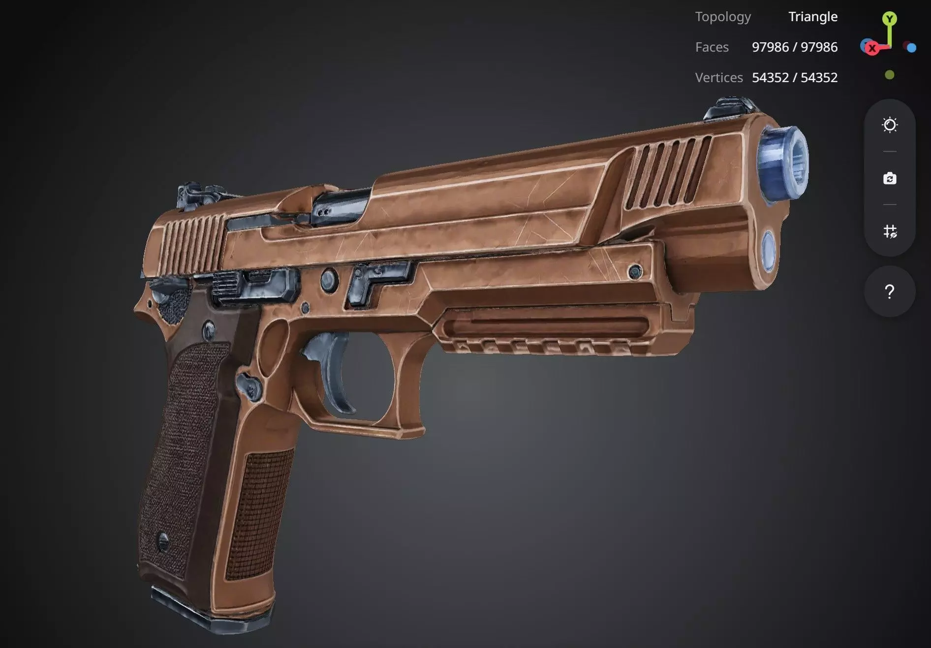 Bronze Pistol 3D model