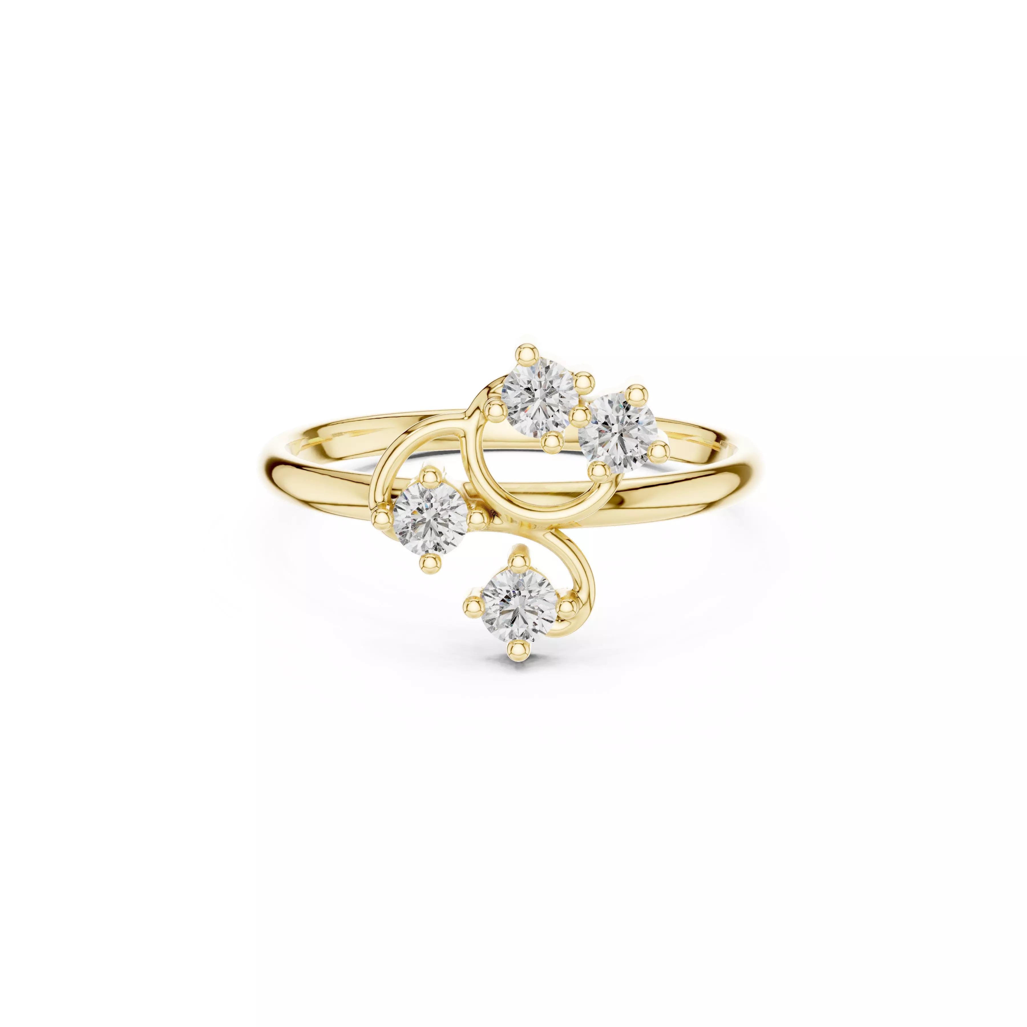 Modern Jewelry Diamond Floating Round Brilliant Swirl Ring 3D print model