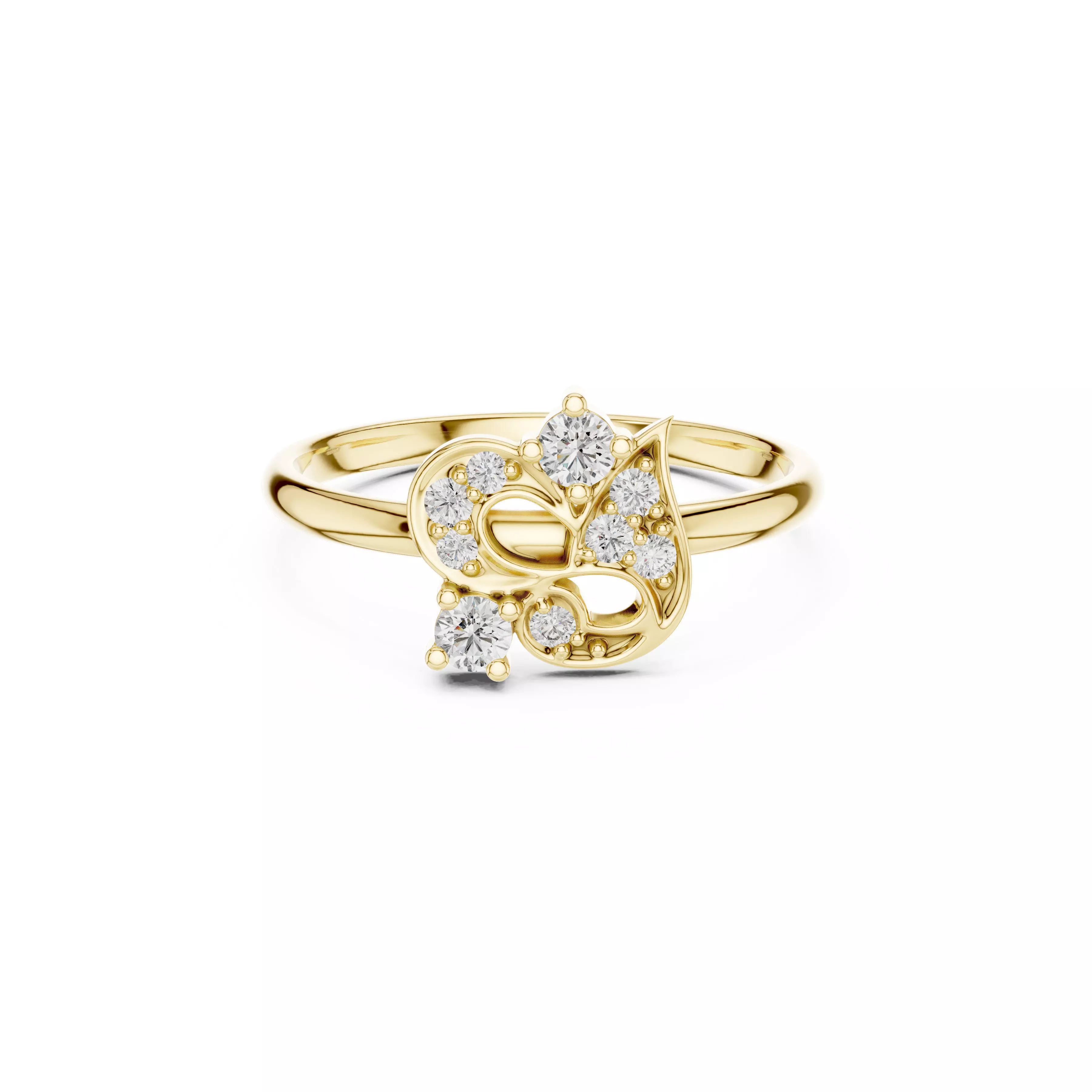 Jewelry Openwork Floral Pattern Modern Swirl Diamond Ring 3D print model
