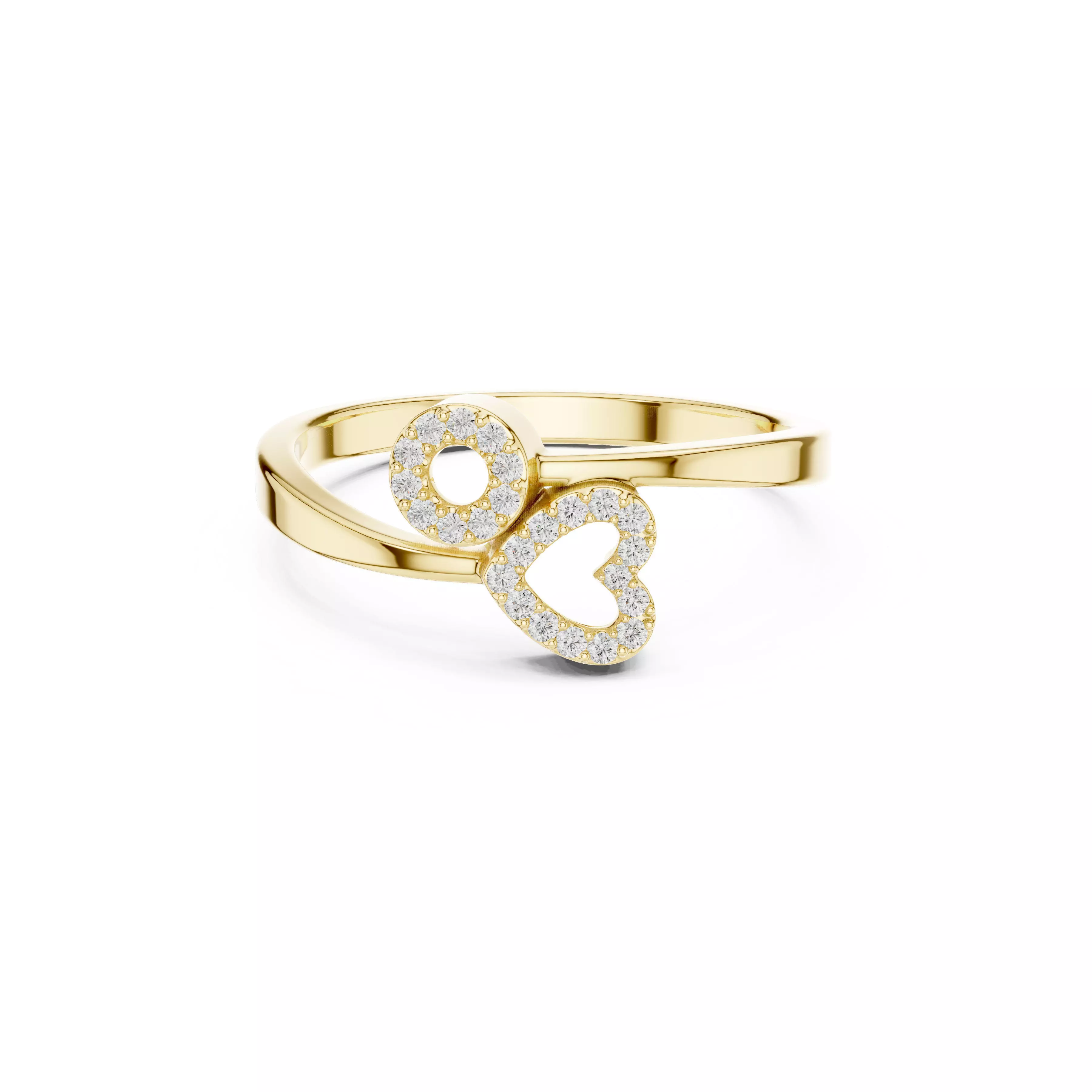 Jewelry Romantic Open Halo Heart Circle Diamond Ring CAD 3D print model