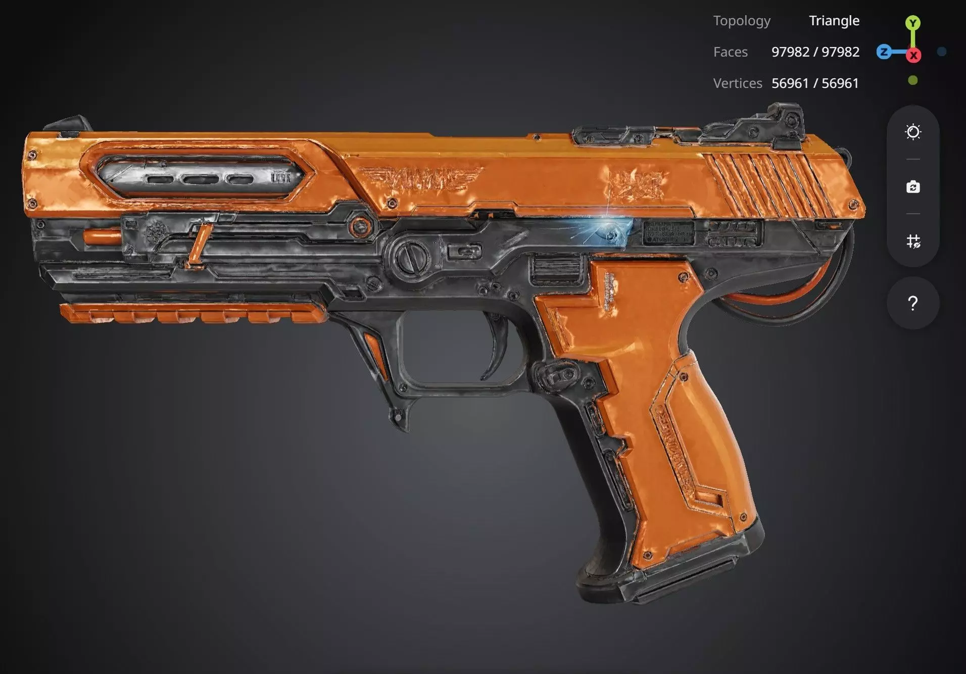 Orange Pistol 3D model