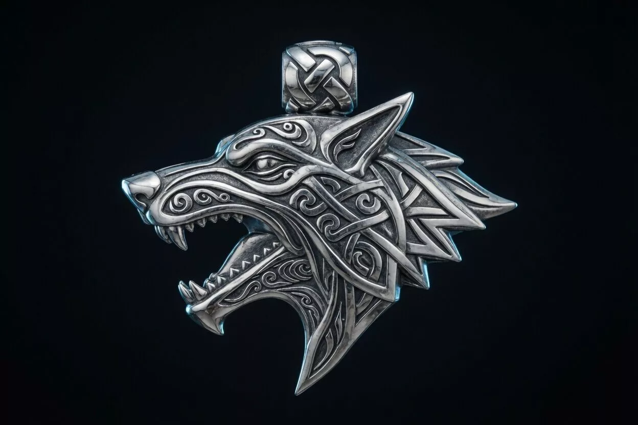 Fenrir Wolf Head Pendant Viking Norse Amulet 3D print model