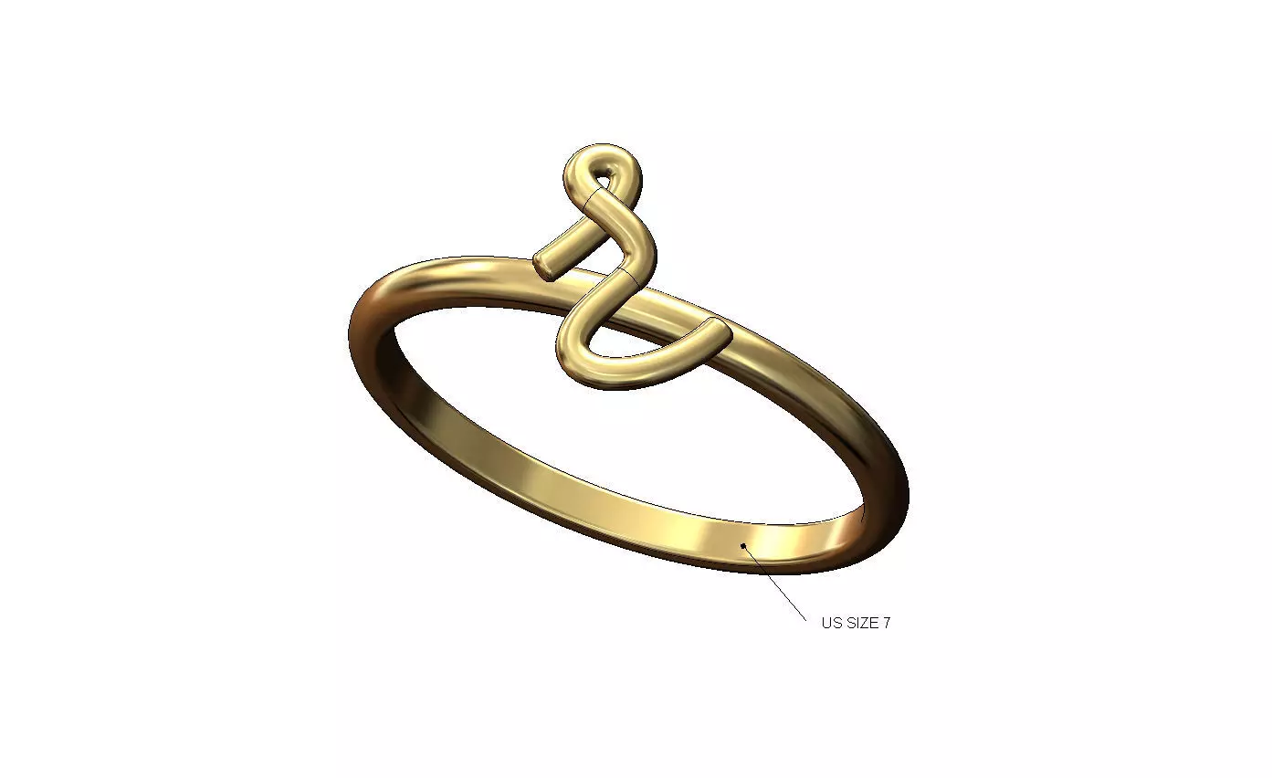R letter initial 3d lowercase wire stacker ring US size 7 3D print model