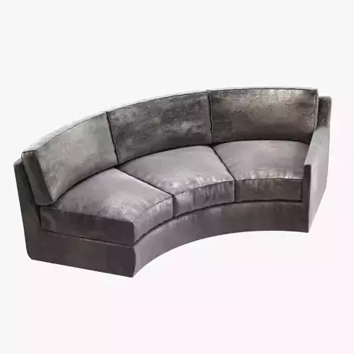 Cusom made assymetric curved grey velvet sofa