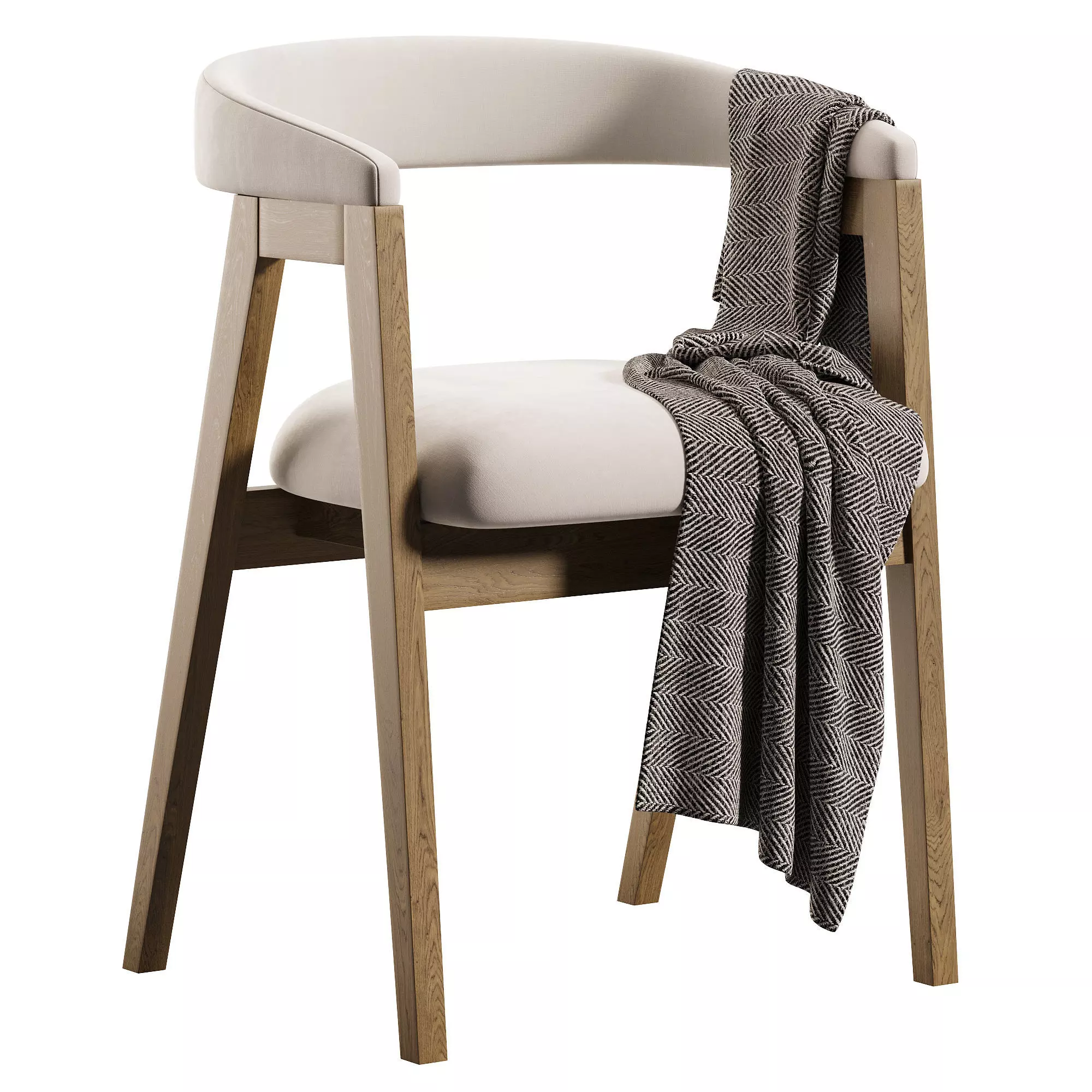 Chair Trevor Velvet Beige Low-poly 3D model