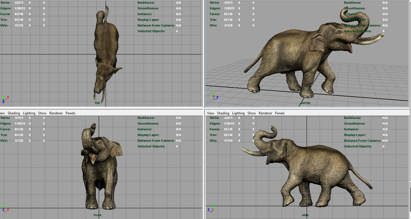 Asian Elephant Low-poly 3D model_10