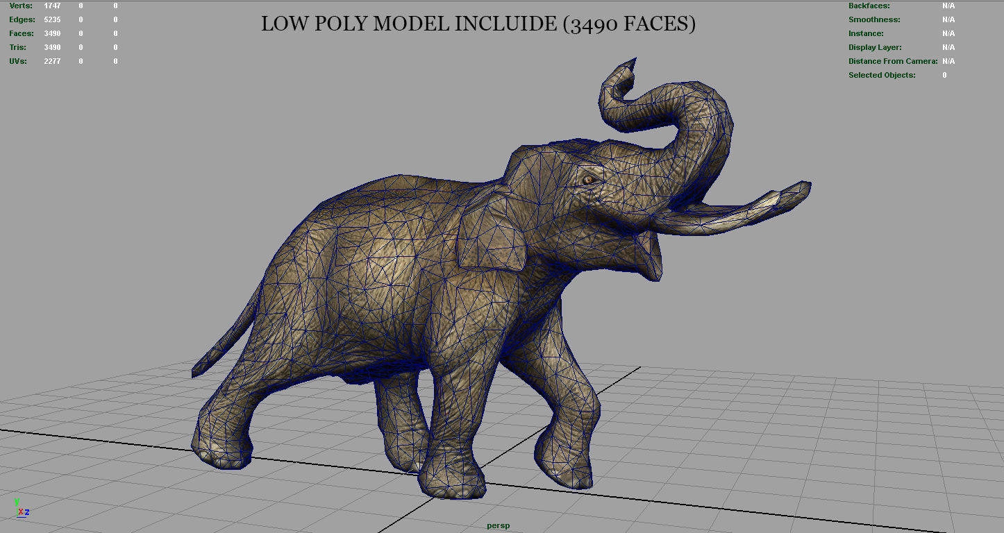 Asian Elephant Low-poly 3D model_11