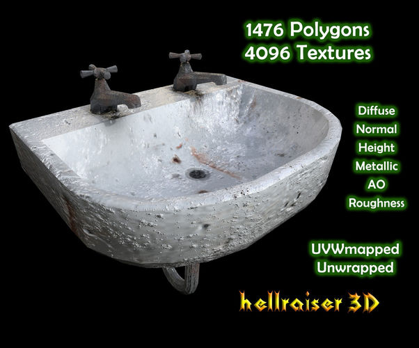 Old Sink - PBR - Dirty Textured Low-poly 3D model