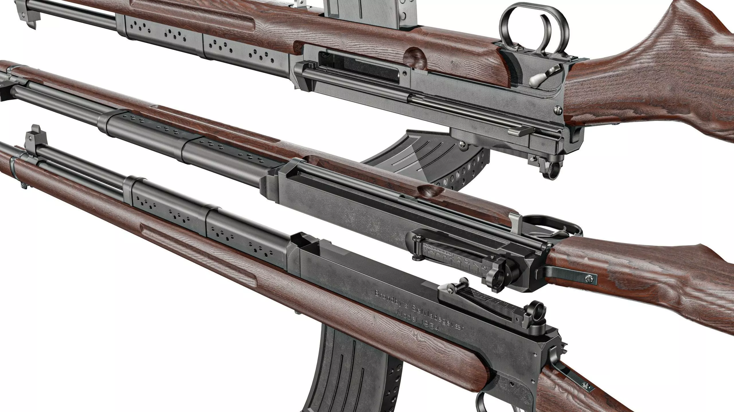 Brondby M34 Rifle Low-poly 3D model