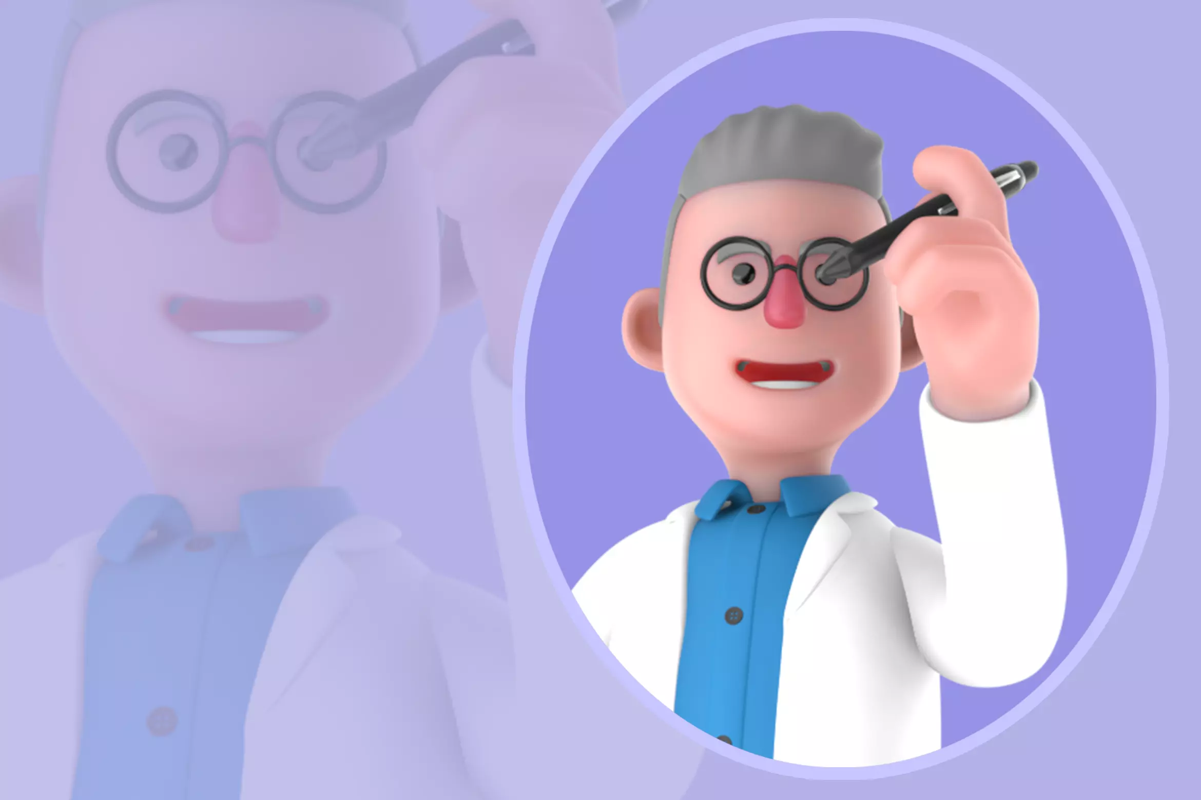Stylized 3D Physicist Character - Cartoon with Pen 3D model