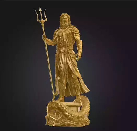 Poseidon Golden Statue