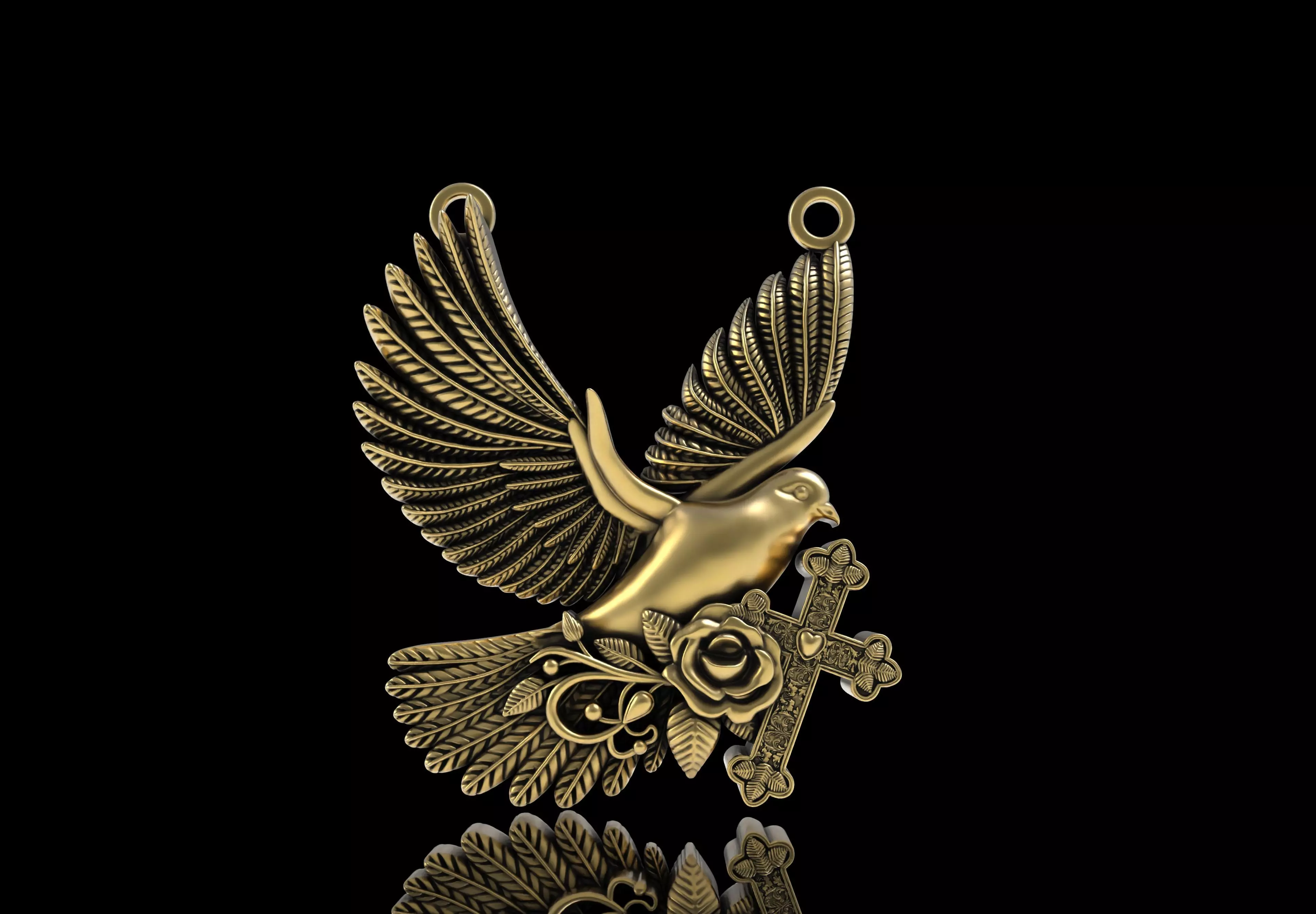 Pigeon Rose Cross Pendant 3D print model