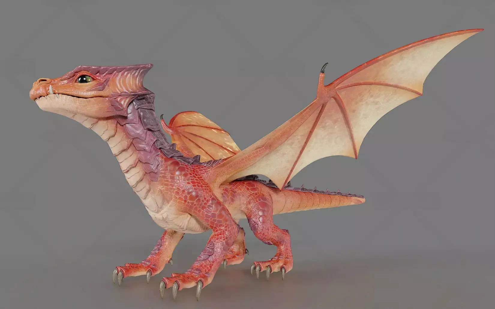 Realistic Baby Fire Dragon 3D print model 3D model