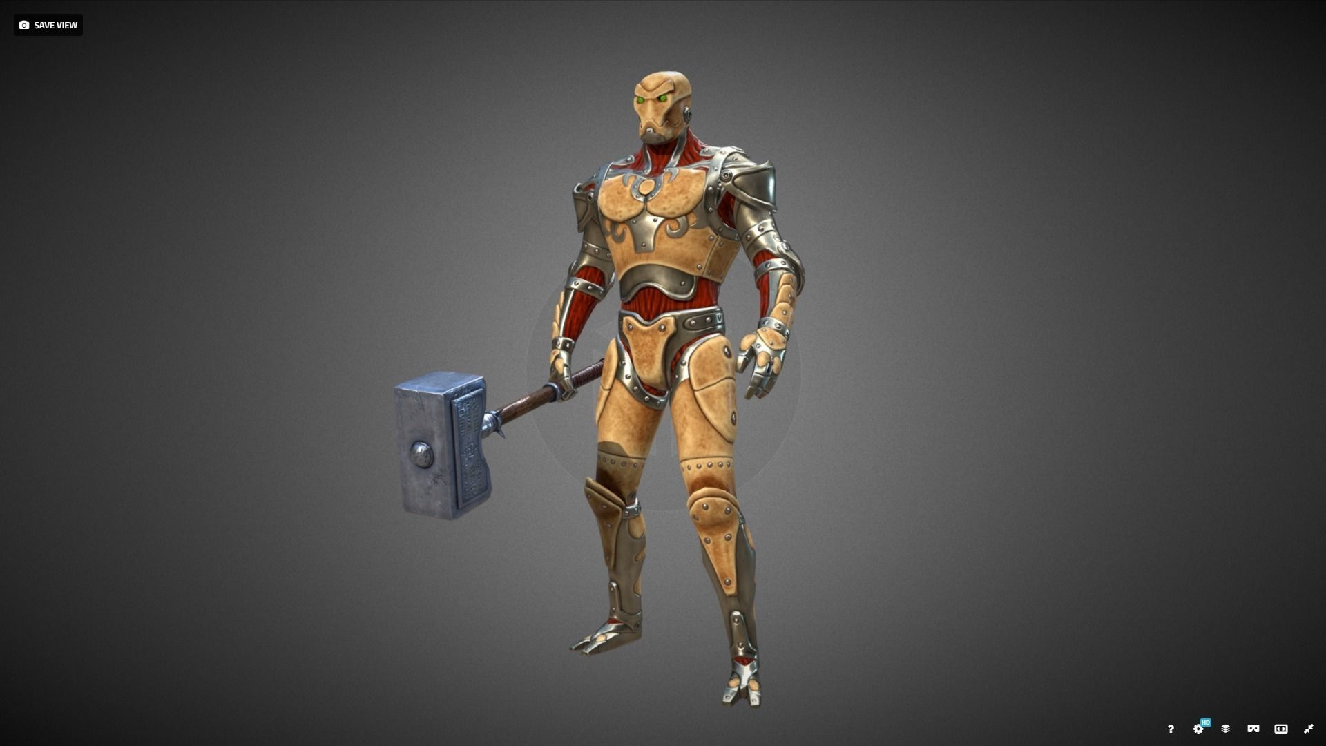 Golem Guardian Low-poly 3D model_14