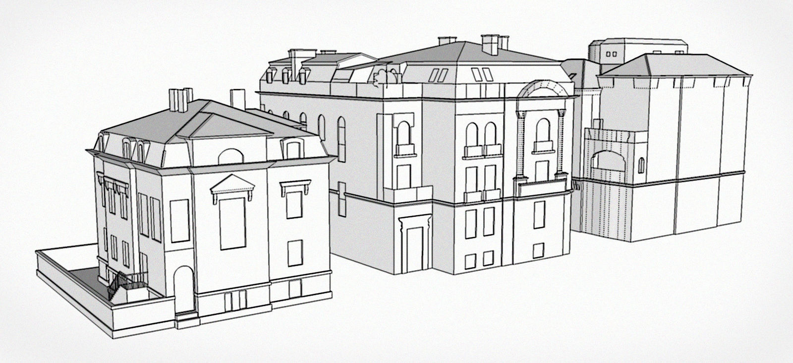 City Villas Pack Low-poly 3D model_6