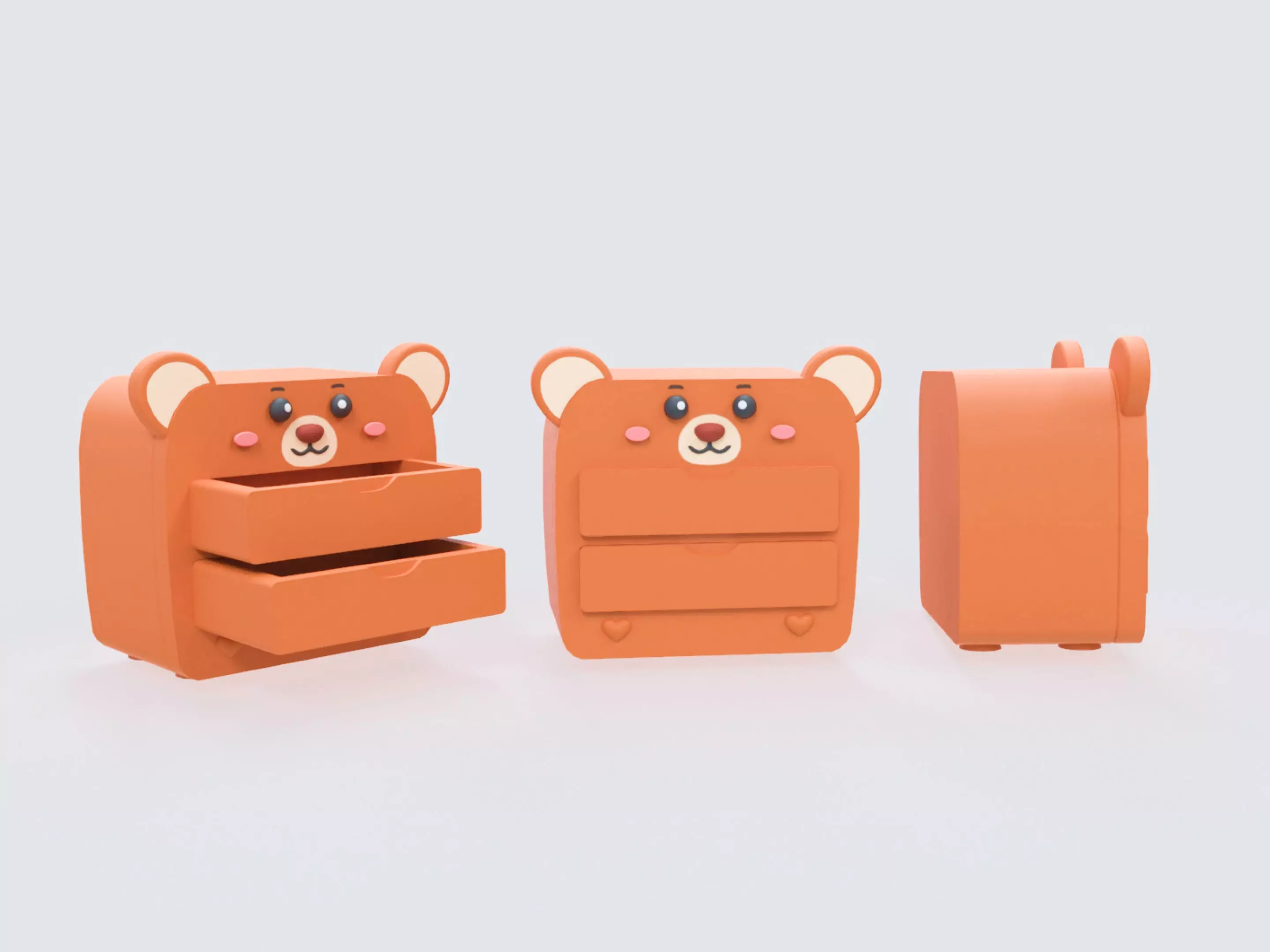 Cartoon Bear Storage Dresser Low-poly 3D model