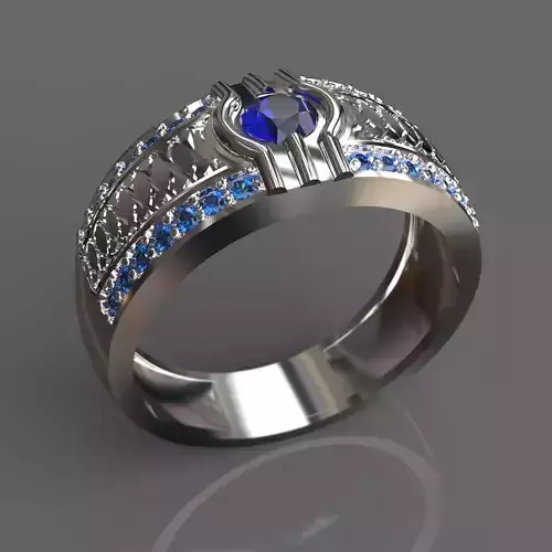 Ring sapphire and diamond 3D print model